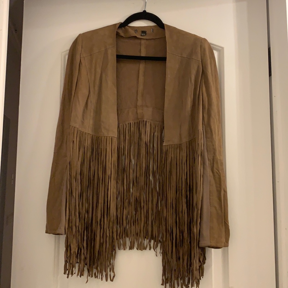 Leather jacket with fringes